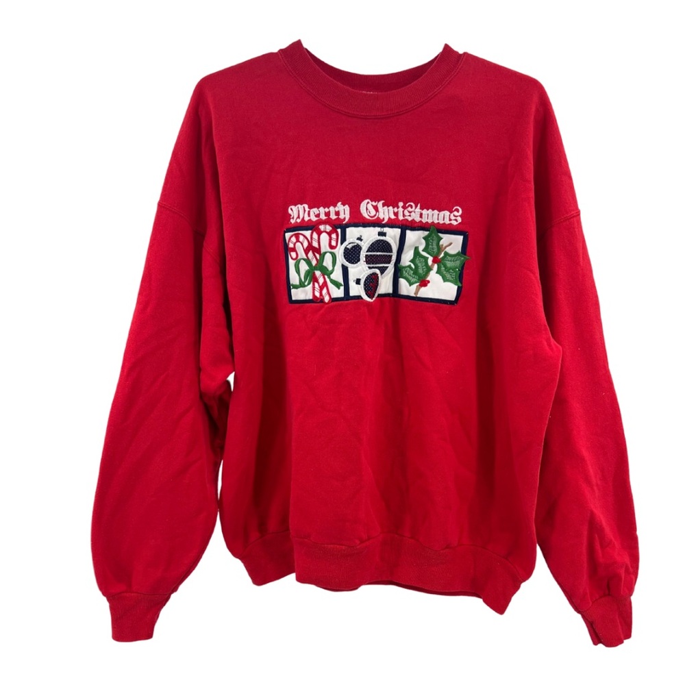 Cheek-O XL red vintage embroidered Christmas sweatshirt sweatshirt candy cane